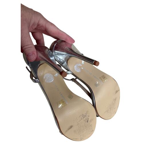 Chinese Laundry strappy silver metallic high heel sandals dressy US 7M stilettos - Picture 8 of 9